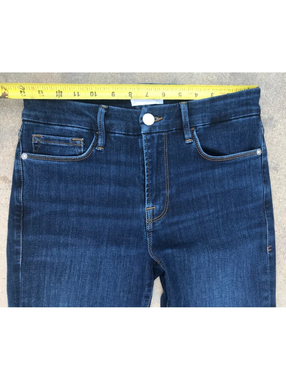 FRAME Le Crop Mini Boot Jeans Size 27 Dark Blue Denim Raw Cut Off Center Hem